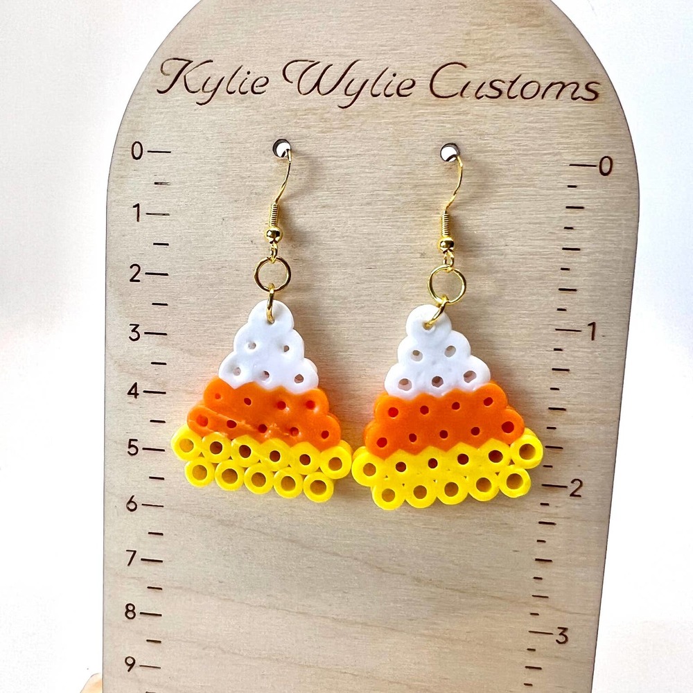 Melted Candy Corn Earrings - Halloween Earrings - Fall Earrings - Perler Earring - Picture 8 of 8